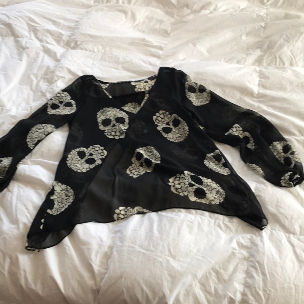 Sheer sugar skull top